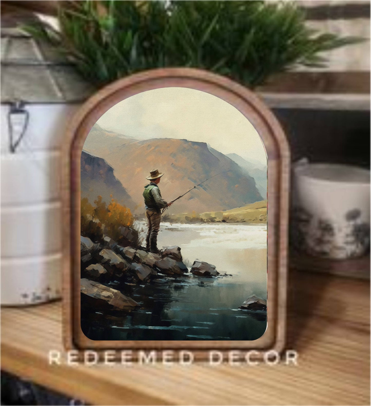 Arch Top Fisherman Framed Art