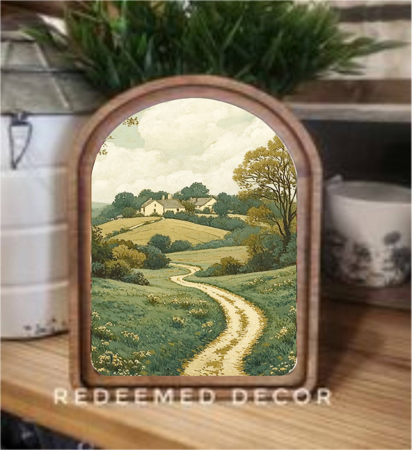 Arch Top Cottage Road Framed Art