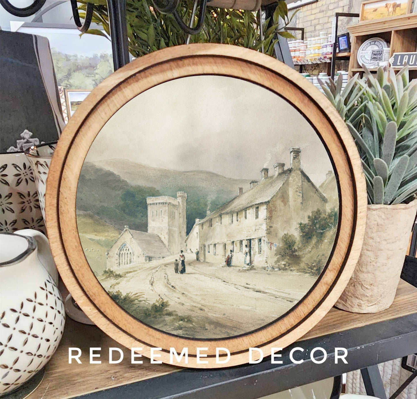 8" Round Village Church Art