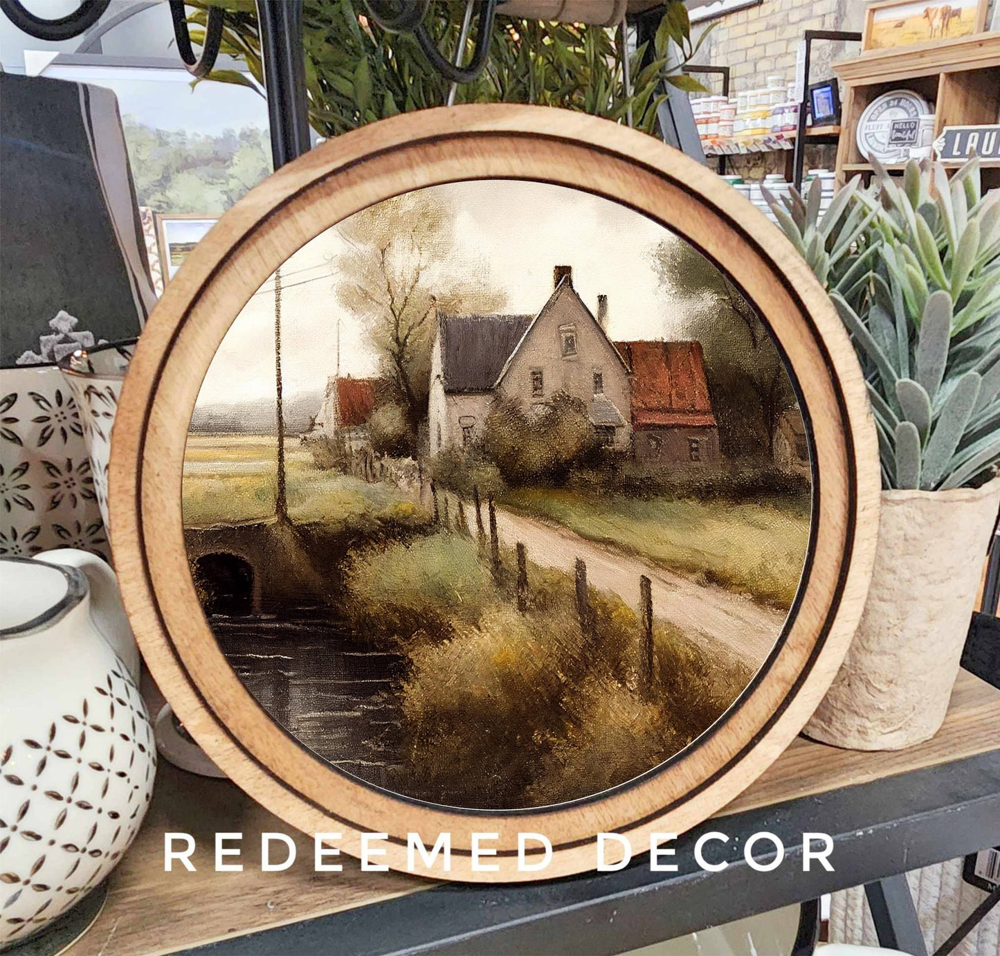 8" Round Dirt Lane Farmhouse Art