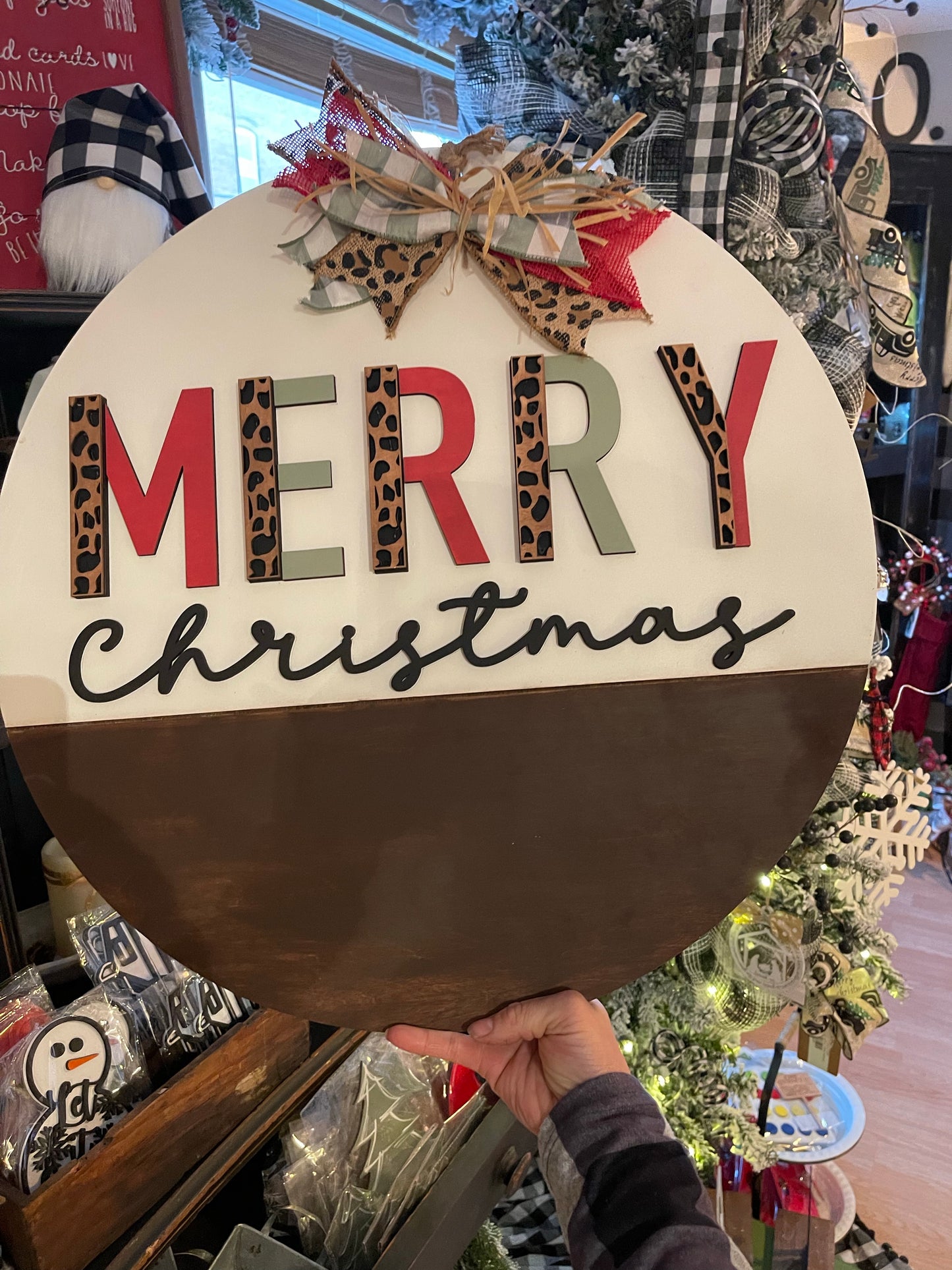 Merry Christmas Cheetah Door Hanger- 22”