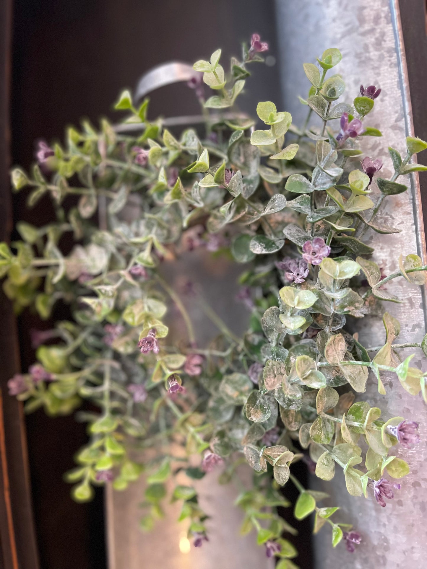 Purple Bloom Candle Ring Wreath- 10"