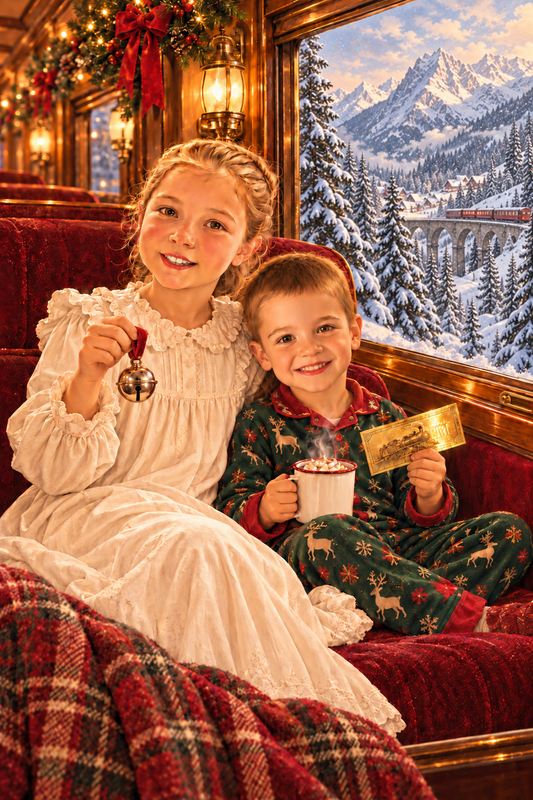 Personalized Christmas Train Canvas Print