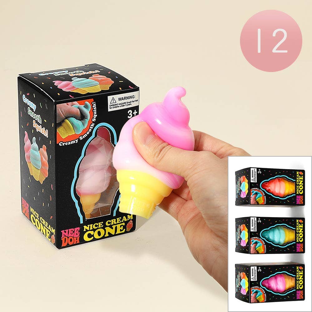 12PCS - Ice Cream Cone Squishy Stress Relief Ball Toy