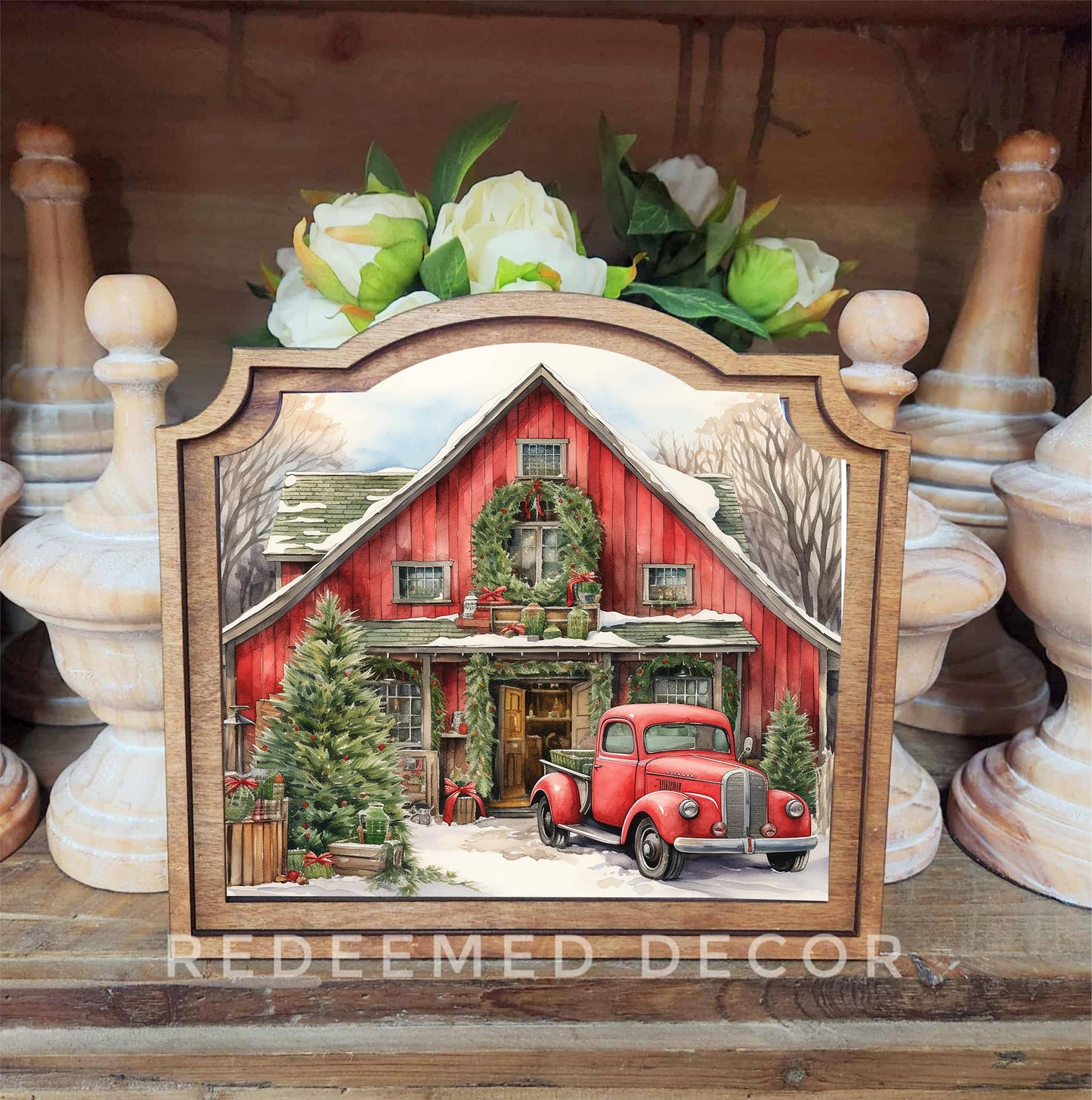 Provincial Red Christmas Barn Framed Art