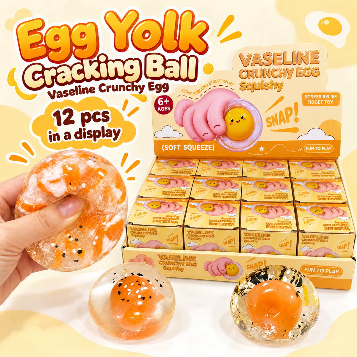 Egg Yolk Cracking Ball — Vaseline Crunchy Egg Squishy