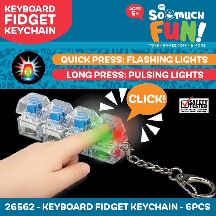 So Much Fun! Keyboard Fidget LED Keychain - 6/Display