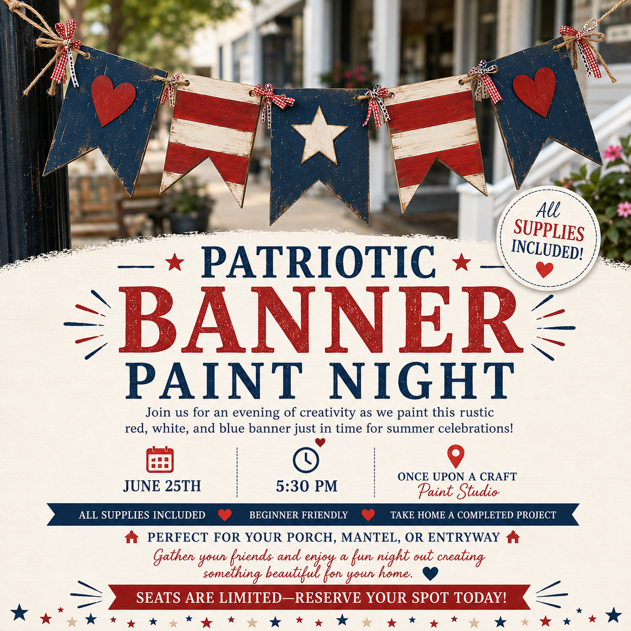 DIY American Banner Paint Night 6/23 5:30