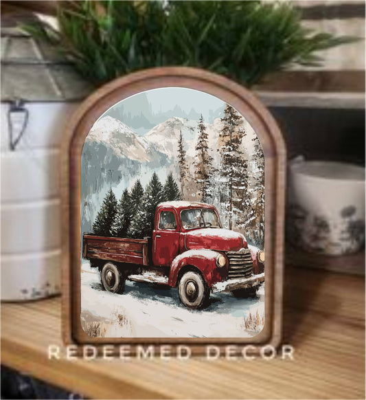 Arch Top Christmas Truck Framed Art
