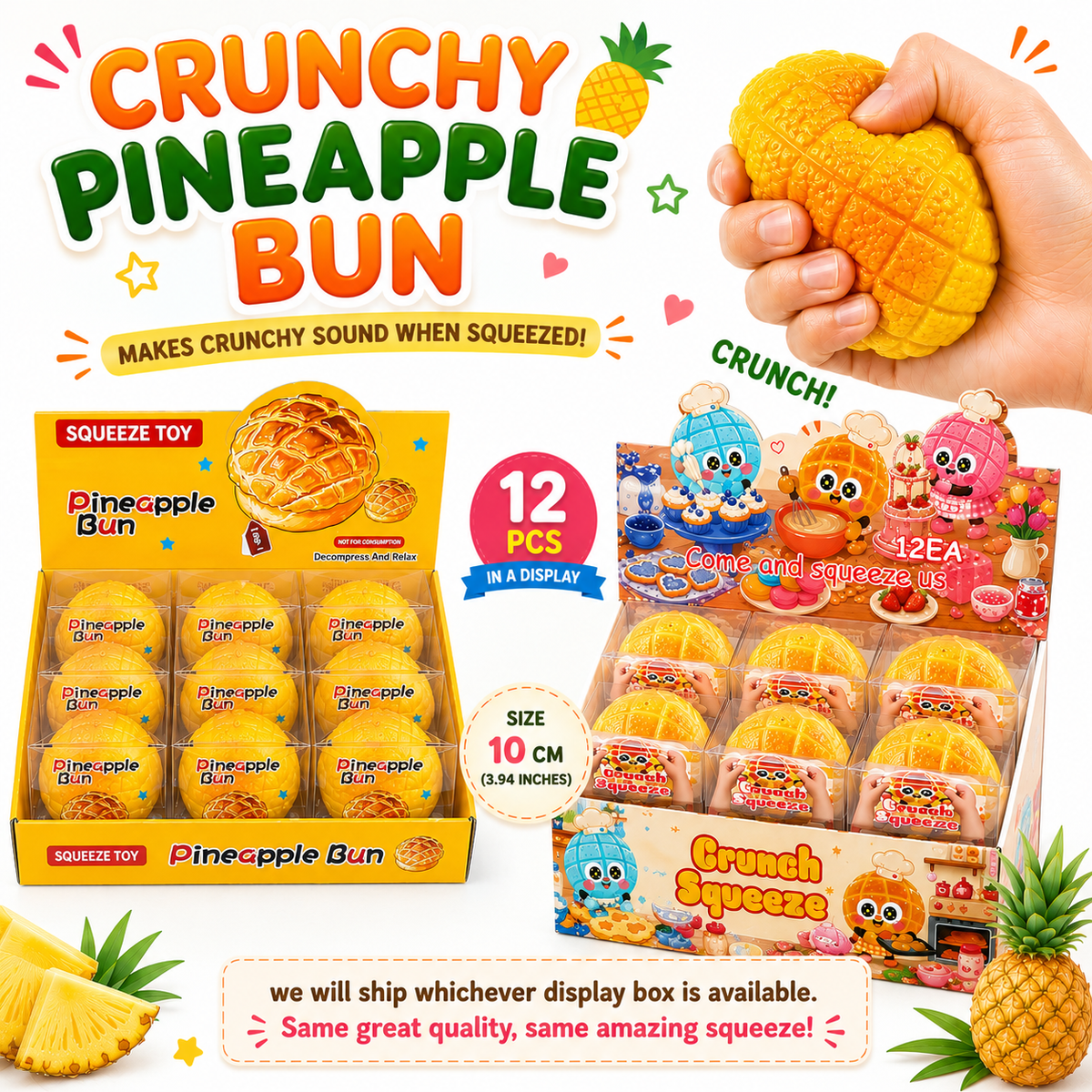 Crunchy Pineapple Bun ASMR Crunch Squishy Stress Toy