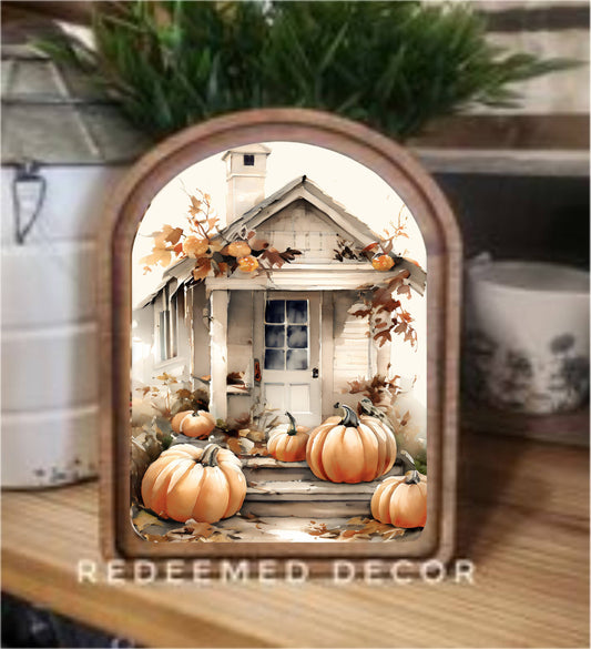 Arch Top Pumpkin Shed Framed Art