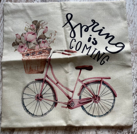 Spring is Coming Bike Pillow Case
