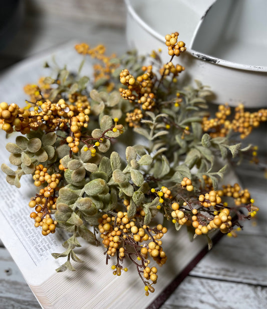 Golden Berry Cluster Fall Wreath- Medium