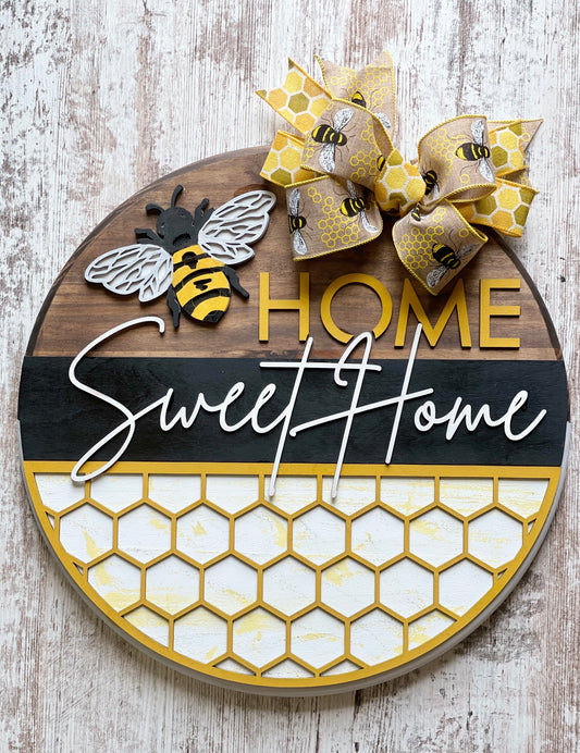Bee Home Sweet Home Honeycomb Round