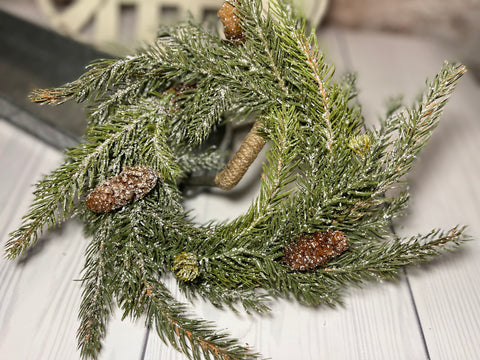 Spruce Faux Snow Pinecone Wreath