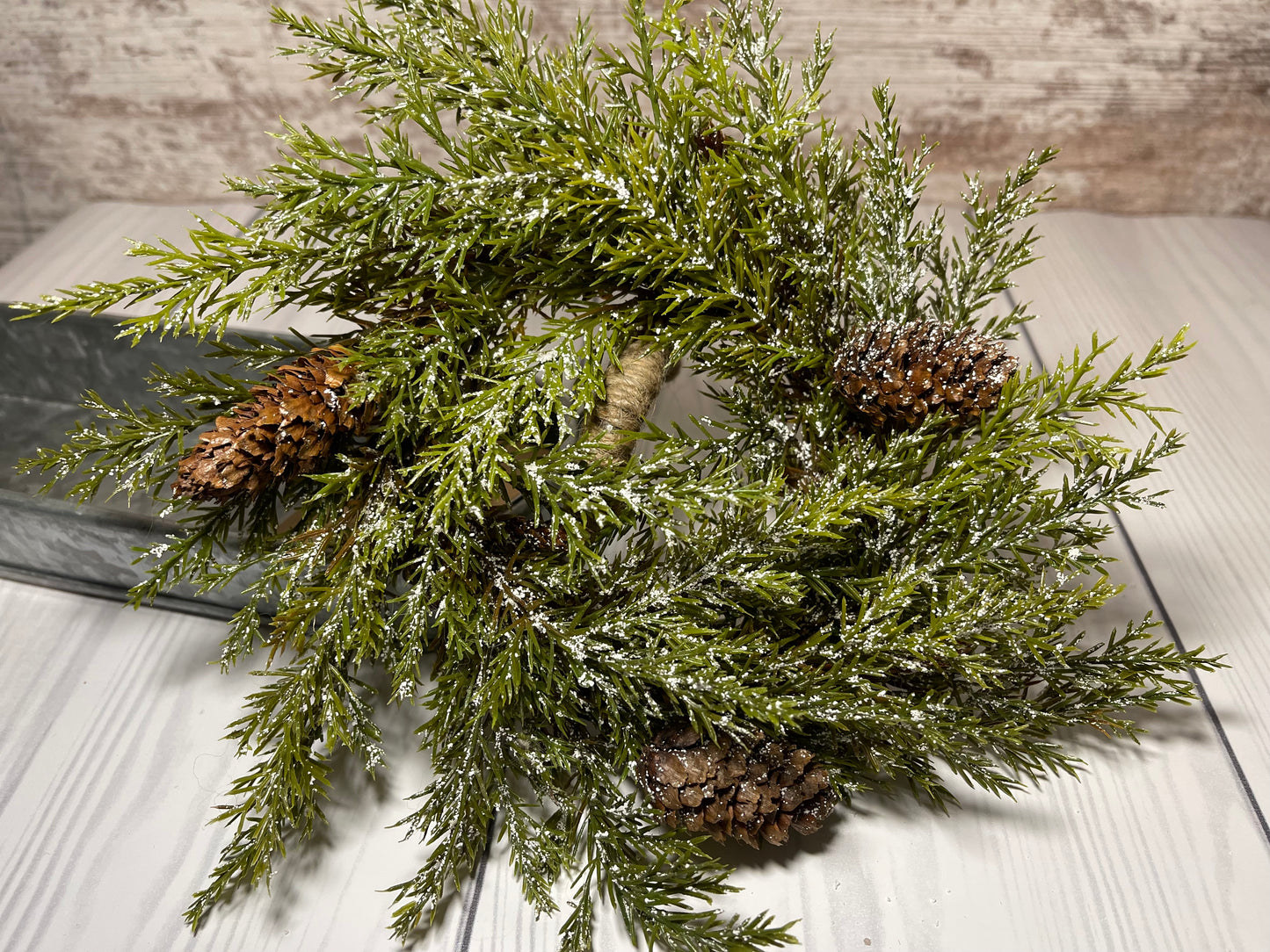 Evergreen Flocked Pinecone Wreath- Medium